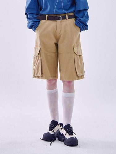 Cargo Wide Utility Bermuda Short Cotton Pants [Bei - SOMEPLACE - Modalova