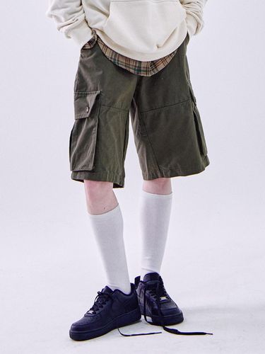 Cargo Wide Utility Bermuda Short Cotton Pants [Kha - SOMEPLACE - Modalova