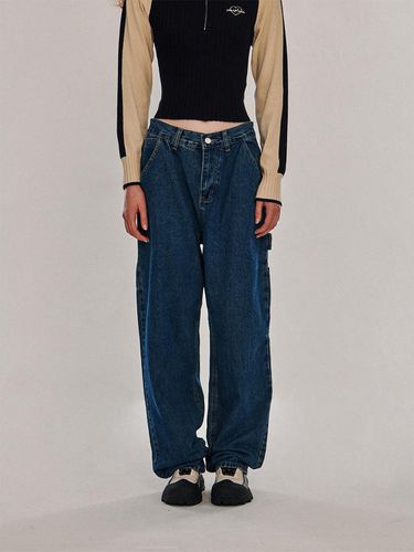 Classic Carpenter Snap Wide Cargo Denim Pants - SOMEPLACE - Modalova