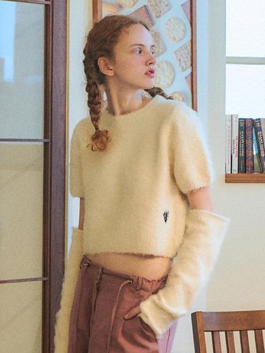 Wool cable crop warmer knit top set_Light Beige - SOMEPLACE - Modalova