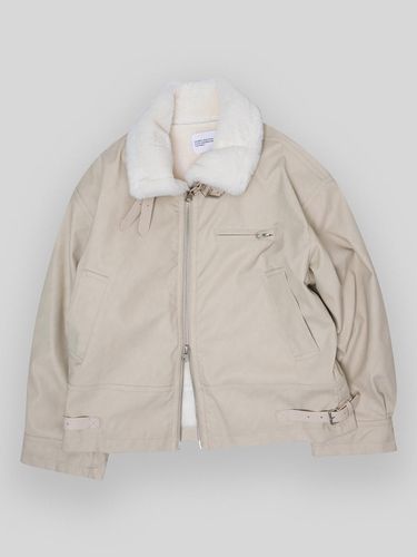 Overfit Fleece Collar Shearling Jacket_Beige - SOMEPLACE - Modalova