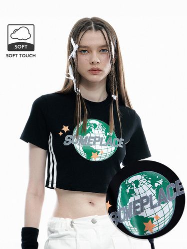 Logo Printing Contrast Line Cropped T-shirt - SOMEPLACE - Modalova