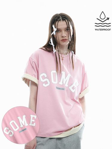 Loose Fit Lettering Printing Short Sleeve T-shirt - SOMEPLACE - Modalova