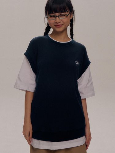 Waffle knitwear layered short-sleeve T-shirt _Blue - SOMEPLACE - Modalova