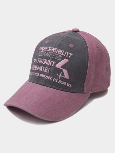 Lettering Two-Tone Vintage Washing Ball Cap_Pink - SOMEPLACE - Modalova