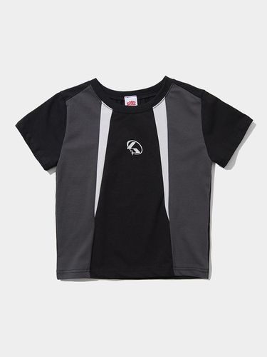 Color Block Cropped Short Sleeve T-shirt_Black - SOMEPLACE - Modalova