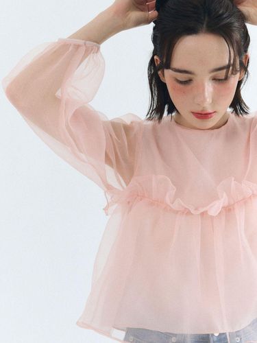 Organza frill blouse_pink - FABRIC SEOUL - Modalova