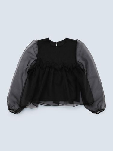 Organza frill blouse_black - FABRIC SEOUL - Modalova