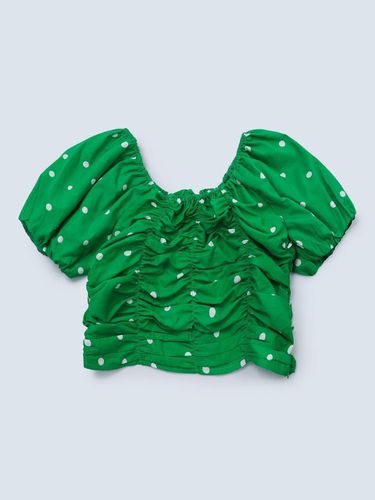 Dot shirring blouse_green - FABRIC SEOUL - Modalova