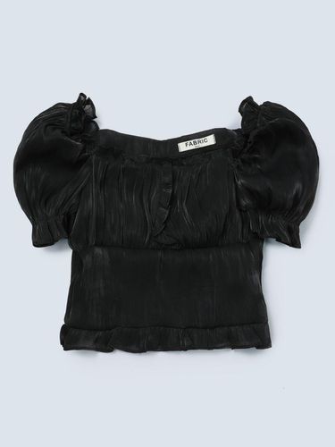 Glossy frill blouse_black - FABRIC SEOUL - Modalova