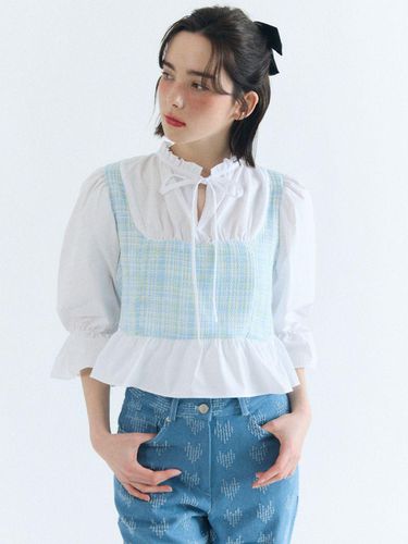 Tweed ribbon blouse_blue - FABRIC SEOUL - Modalova