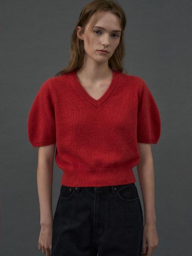 Balloon Half Sleeve Knit Top[LMBDAUKN254]-Scarlet - Lamerei - Modalova