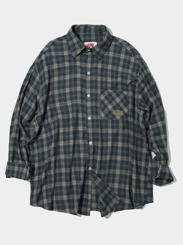 Tartan Check Pattern Oversized Cotton Shirts - SOMEPLACE - Modalova