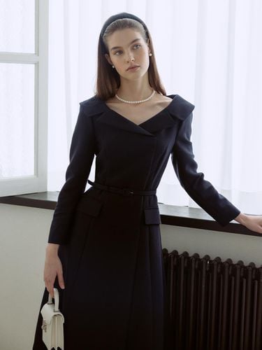 BELITA Wide V-neck Notched Collar Wool Silk Long D - BAU by Bride And You - Modalova