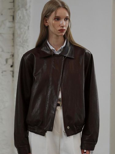 Leather Bomber Jacket [Brown] - DEHEVE - Modalova