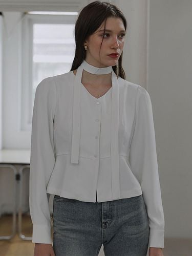 Flare Tie Blouse [White] - DEHEVE - Modalova