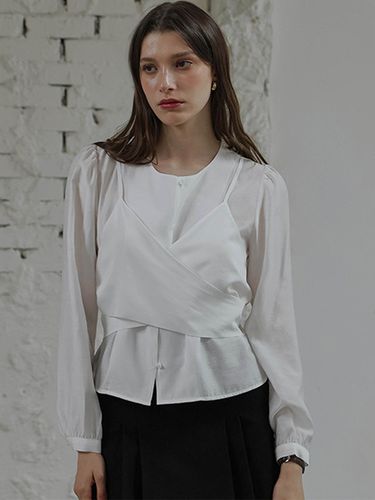 Day Layered Wrap Blouse [White] - DEHEVE - Modalova