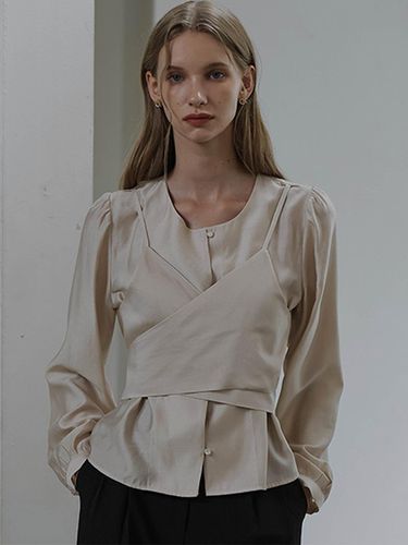 Day Layered Wrap Blouse [Beige] - DEHEVE - Modalova