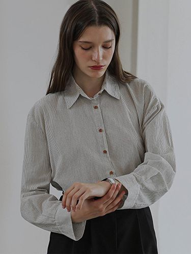 Stripe Cotton Shirt [Black] - DEHEVE - Modalova