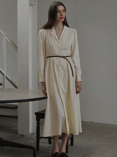 Classic Open Collar Long Dress [Cream] - DEHEVE - Modalova