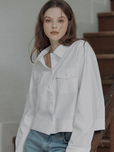 Collar Pocket Shirt [White] - DEHEVE - Modalova