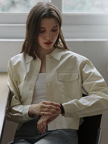 Collar Pocket Shirt [Cream] - DEHEVE - Modalova