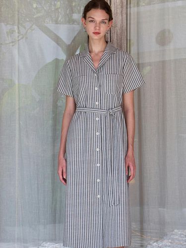 Stripe shirt dress - black - Amour moier - Modalova