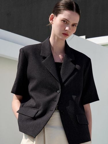 Solid linen jacket - charcoal - Amour moier - Modalova