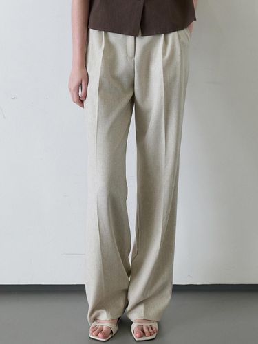 Solid linen slacks - light gray - Amour moier - Modalova