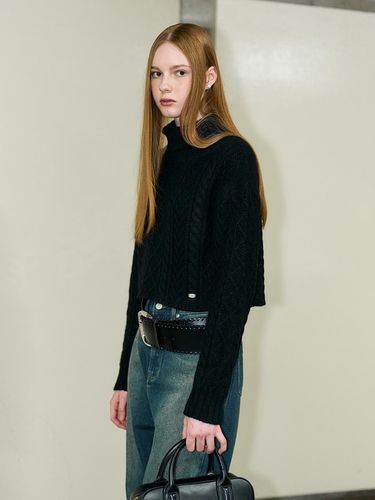 Wool cable turtleneck pullover [BLACK] / WBD3L0551 - GENERAL IDEA - Modalova