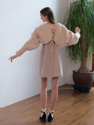 Wool bolero back ribbon knit cardigan_beige - FABRIC SEOUL - Modalova