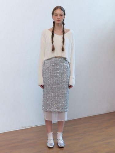 Wool tweed spangle skirt_silver - FABRIC SEOUL - Modalova