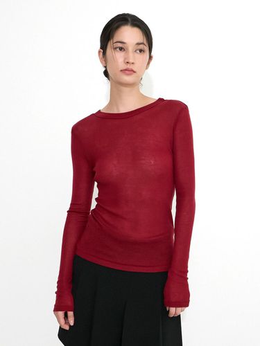 R24LRTS001] Wool Tencel T-shirt_brick red - racoco - Modalova