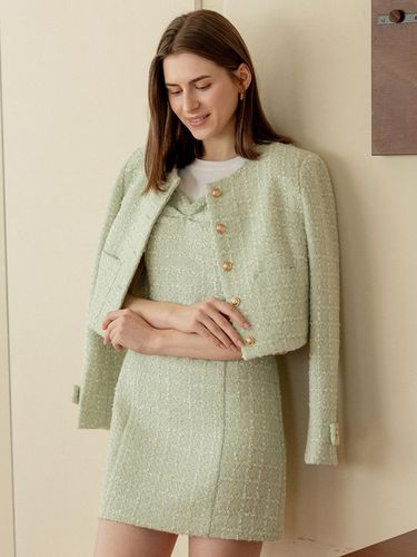 Everyday Tweed Jacket - GREEN - lienlier - Modalova