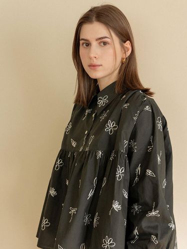 Blooming Flower Blouse - Black - lienlier - Modalova