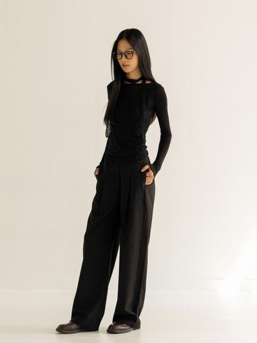 BANDING One-tuck slacks - Black - lienlier - Modalova