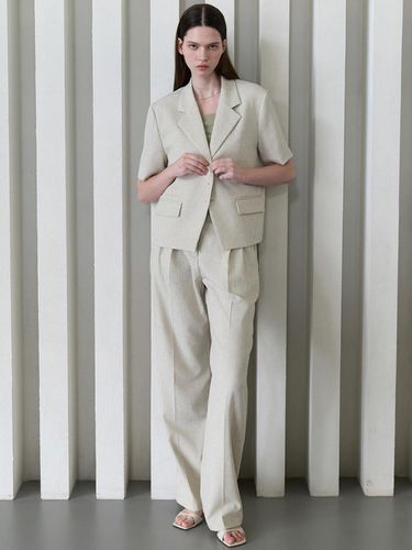 Set] Solid linen jacket + Solid linen slacks - Amour moier - Modalova