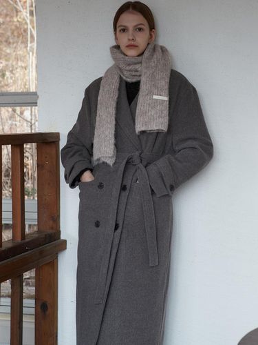 Viscose Double-Breaste Coat - Gray - Amour moier - Modalova