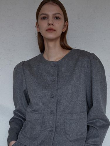 Round button Blouse - Gray - Amour moier - Modalova