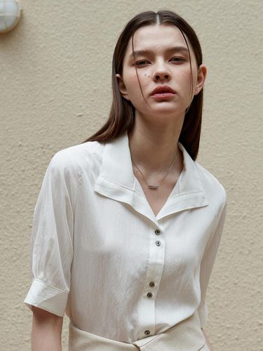 Rayon Collar Shirt - beige - Amour moier - Modalova