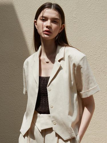 Linen folder short-sleeved jacket - Amour moier - Modalova