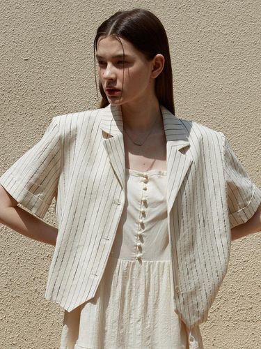 Linen folder short-sleeved jacket - Amour moier - Modalova