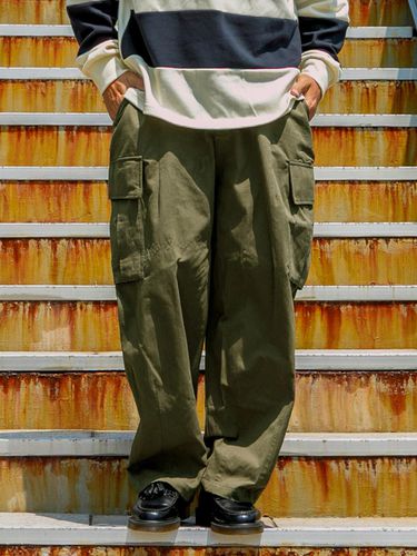 Big Pocket Cargo Wide Balloon Pants Khaki - RUGGED HOUSE - Modalova