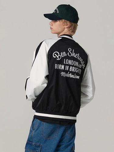 Satin Varsity Raglan Jacket Black - bensherman - Modalova