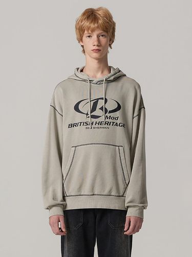 Pigment Washed Print Hoodie - bensherman - Modalova