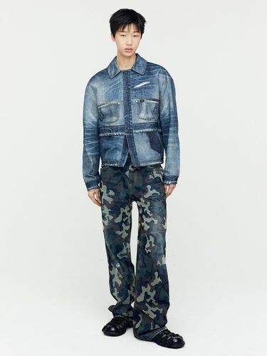 MESH LAYERED PRINTED DENIM PANTS apa742u() - ADSB ANDERSSON BELL for MEN - Modalova