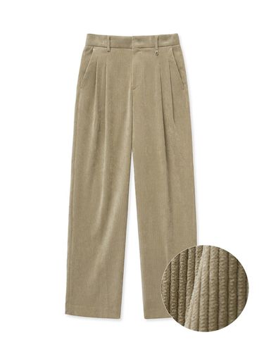 Beige Two-Tuck Corduroy Wide Pants - TNGT - Modalova