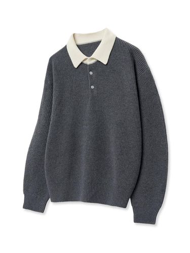 Oversized-fit Wool Cash Rugby Polo Sweater - TNGT - Modalova