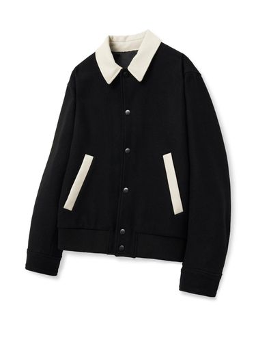 Black Oversized Fit Stadium Wool Jacket (TNJU4F107 - TNGT - Modalova