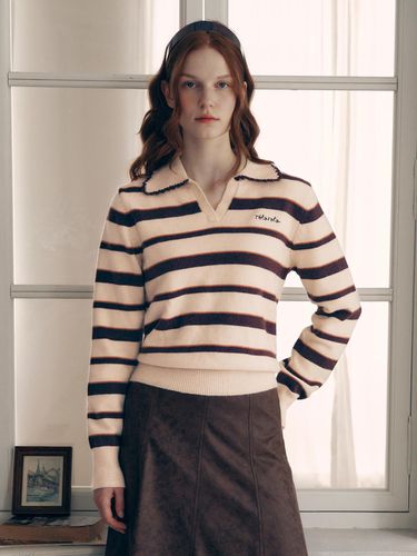 V-neck Collar Stripe Knit Pullover - ROLAROLA - Modalova